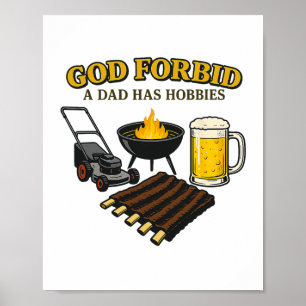Poster Drôle Rétro Dieu Interdire Un Père A Des Hobbies B