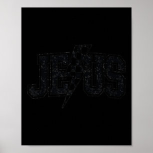 Poster Drôle Rétro Groovy Carreaux Jésus Éclair