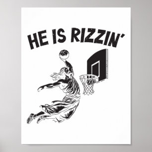 Poster Drôle Rétro Il Est Rizzin Christian Pâques Jouer