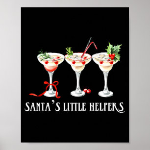 Poster Drôle Rétro Le Petit Aide du Père Noël Martini Joy