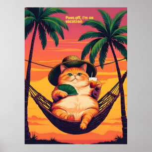Poster Drôle Rétro Vacances de chats d'été