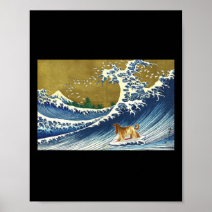 Poster Drôle Rétro Vintage Surfant Une Vague Afghan Hound