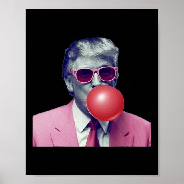 Poster Drôle rose Donald Trump Bubble Gum Yum Tee (Devant)