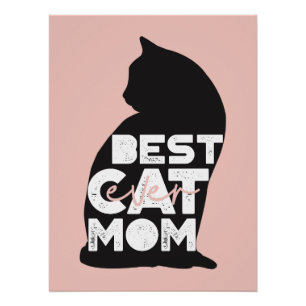 Poster Drôle Rose Fête des Mères Meilleure Maman de Chat