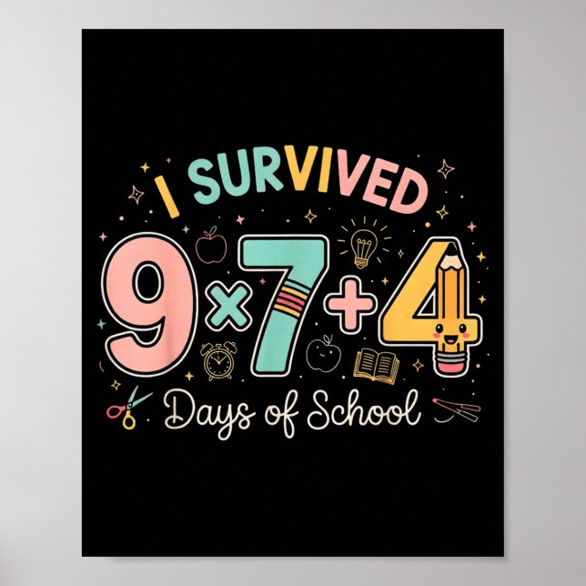 Poster Drôle Six Sept 67 Jours D'école Mème Math Enseigna (Devant)