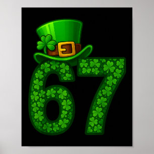 Poster Drôle Six Sept Mème 67 Shamrocks Saint-Patrick
