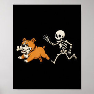 Poster Drôle Skeleton Bulldog Halloween Chien Maman Anima