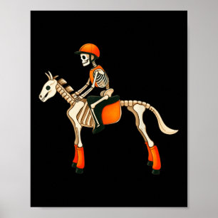 Poster Drôle Skeleton Cheval équitation Halloween Costume