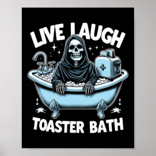 Poster Drôle Skeleton Halloween Live Rire Toaster Th Des
