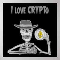 Drôle Skeleton J'aime Crypto Ether Cryptomonnaie