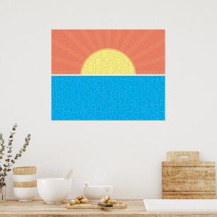 Poster Drôle soleil et requins été