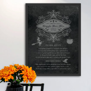 Poster Drôle Sorcière Thème Potion Recette Jouer Hallowee