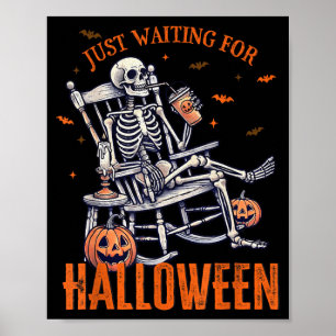 Poster Drôle Squelette attendant Halloween Ambiance Squel