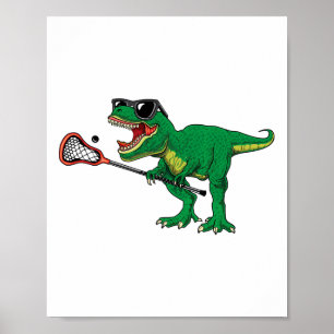 Poster Drôle T Rex Lacrosse Dinosaur Lax Boys Lacrosse Te