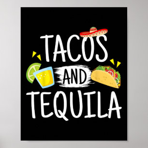 Poster Drôle Tacos Et Tequila Mexicaine Sombrero Tee Cade