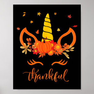 Poster Drôle Thanksgiving mignon Unicorn Turquie Face Gir