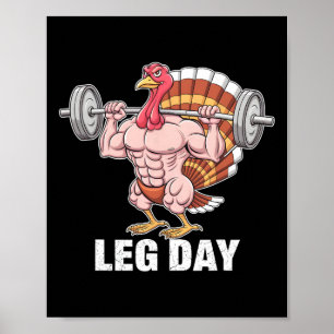 Poster Drôle Thanksgiving Turquie Jour de la Jambe Motiva