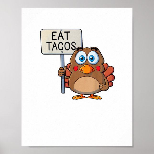 Poster Drôle Thanksgiving Turquie Mange Tacos (Devant)