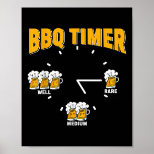 Poster Drôle Timer Barbecue - Barbecue Grill Party