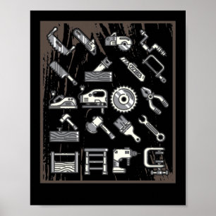 Poster Drôle Travail du bois papa Père Carpenter Outils