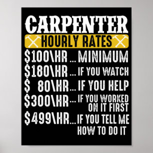 Poster Drôle travail du bois père père charpentier horair