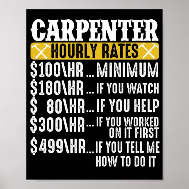 Poster Drôle travail du bois père père charpentier horair (Devant)