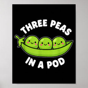 Poster Drôle Trois Pois Dans Un D Mignon Kawaii