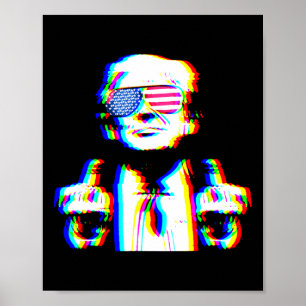Poster Drôle Trump Psychédélique Edm Tripant Vaporwave Te