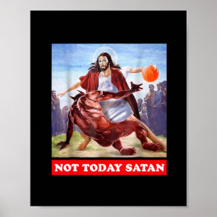 Poster Drôle Vintage Jésus Vs Satan Sketll - Pas aujourd'