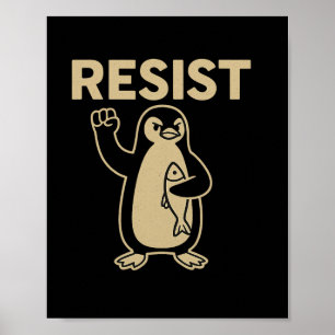 Poster Drôle Vintage résiste Activisme Pingouin Graphic D