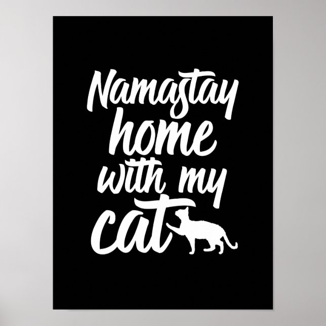 Poster Drôle Yoga Kitten Lover Namastay Maison avec mon c (Devant)
