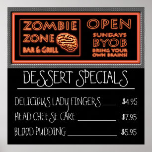 Poster Drôle Zombie Dessert Lady Doigts Pudding de Sang