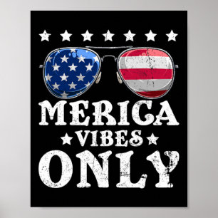 Poster Drôles de vibrations Merica Drapeau américain Sung