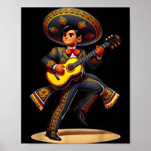 Poster Drôles d'hommes à la guitare Mariachi Sombrero Cin
