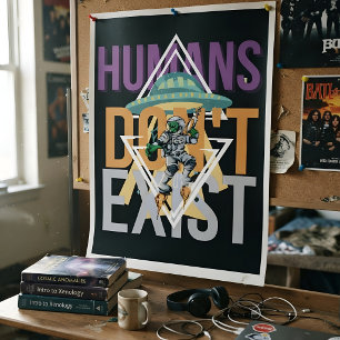 Poster Drôles d'humains n'existent pas Rétro Sci-fi Alien