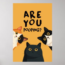 Poster Drôles Êtes-Vous En Train De Chier Toilettes Chats