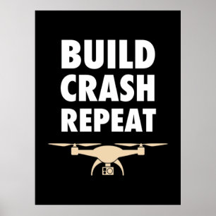 Poster Drone de construction Crash Repeat