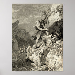Poster Druide gallois jouant de la harpe