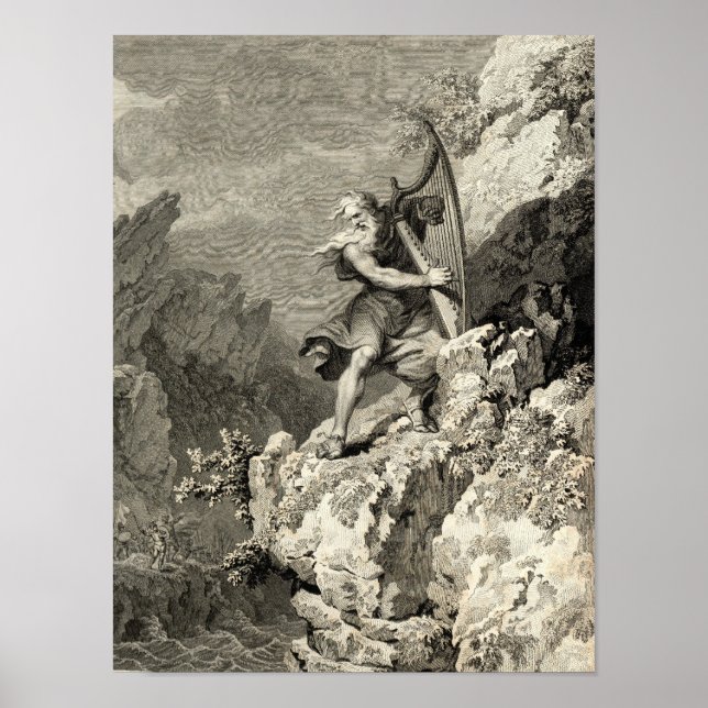 Poster Druide gallois jouant de la harpe (Devant)