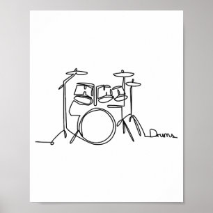 Poster Drummer Music Design Drums One-Line
