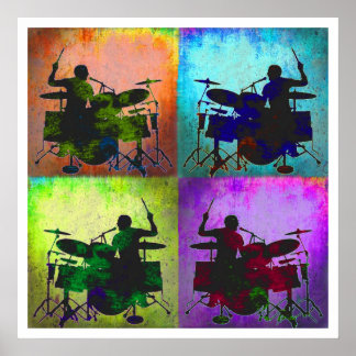 Poster Drummer Pop art, Copyright Karen J Williams