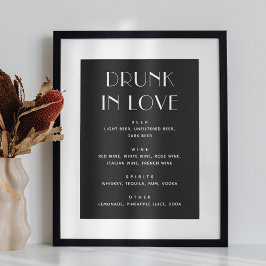 Poster Drunk in love. Boissons minimalistes noires pour m