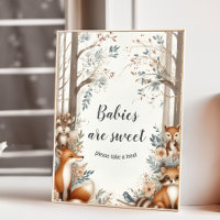 Poster du baby shower à thème Woodland