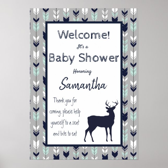 Poster du Baby shower à thème Woodland - Monnaie,  (Devant)