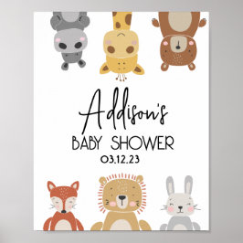 Poster du Baby shower animal bébé moderne