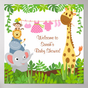 Poster du Baby shower Animaux de la Jungle Funny