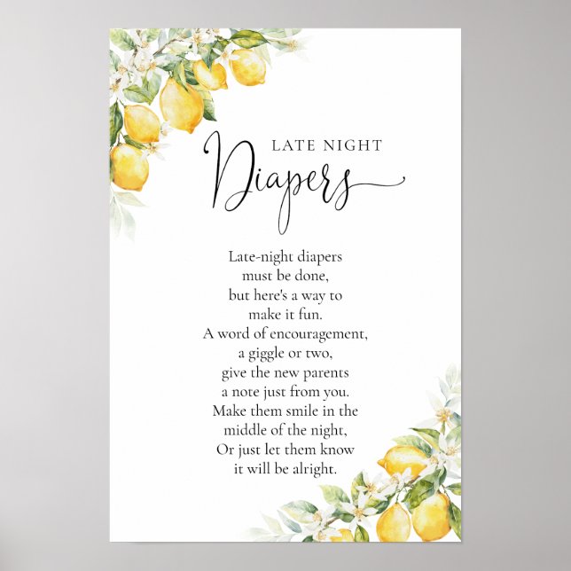 Poster du Baby shower Citrus citron (Devant)