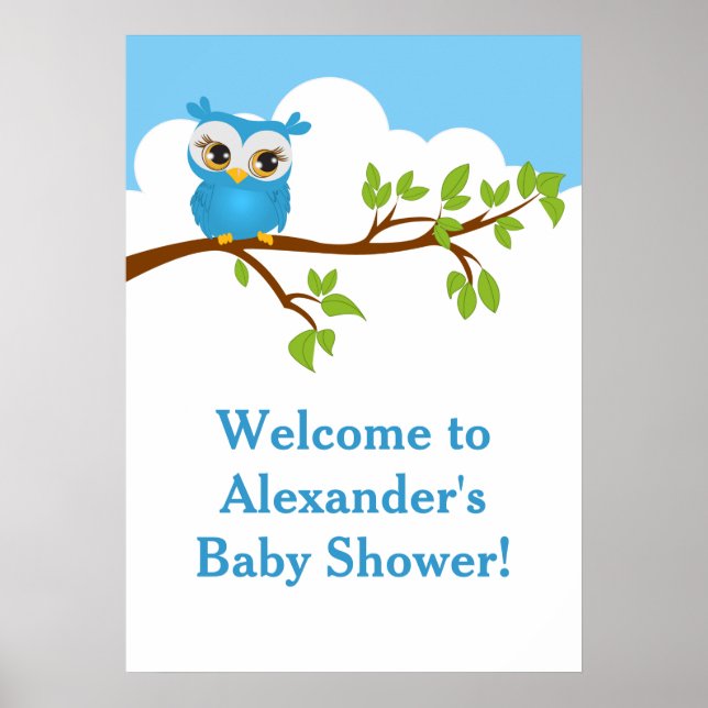 Poster du Baby shower de bébé Chouette douce (Devant)