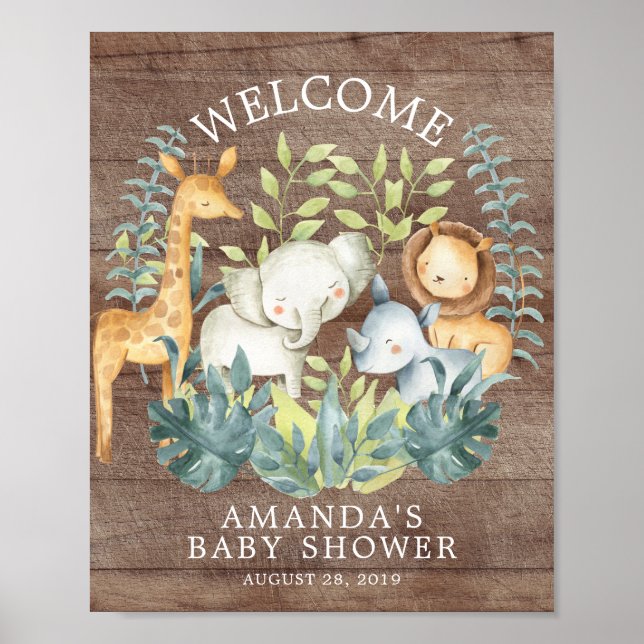 Poster du Baby shower de bienvenue Rustic Wood Jun (Devant)