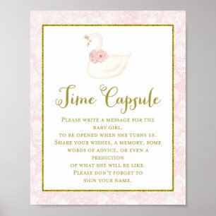 Poster du Baby shower de cygne rose imprimé